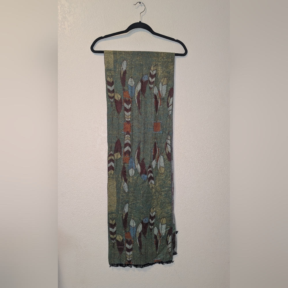 Rapti 100% Cashmere Feather Print Neck Scarf